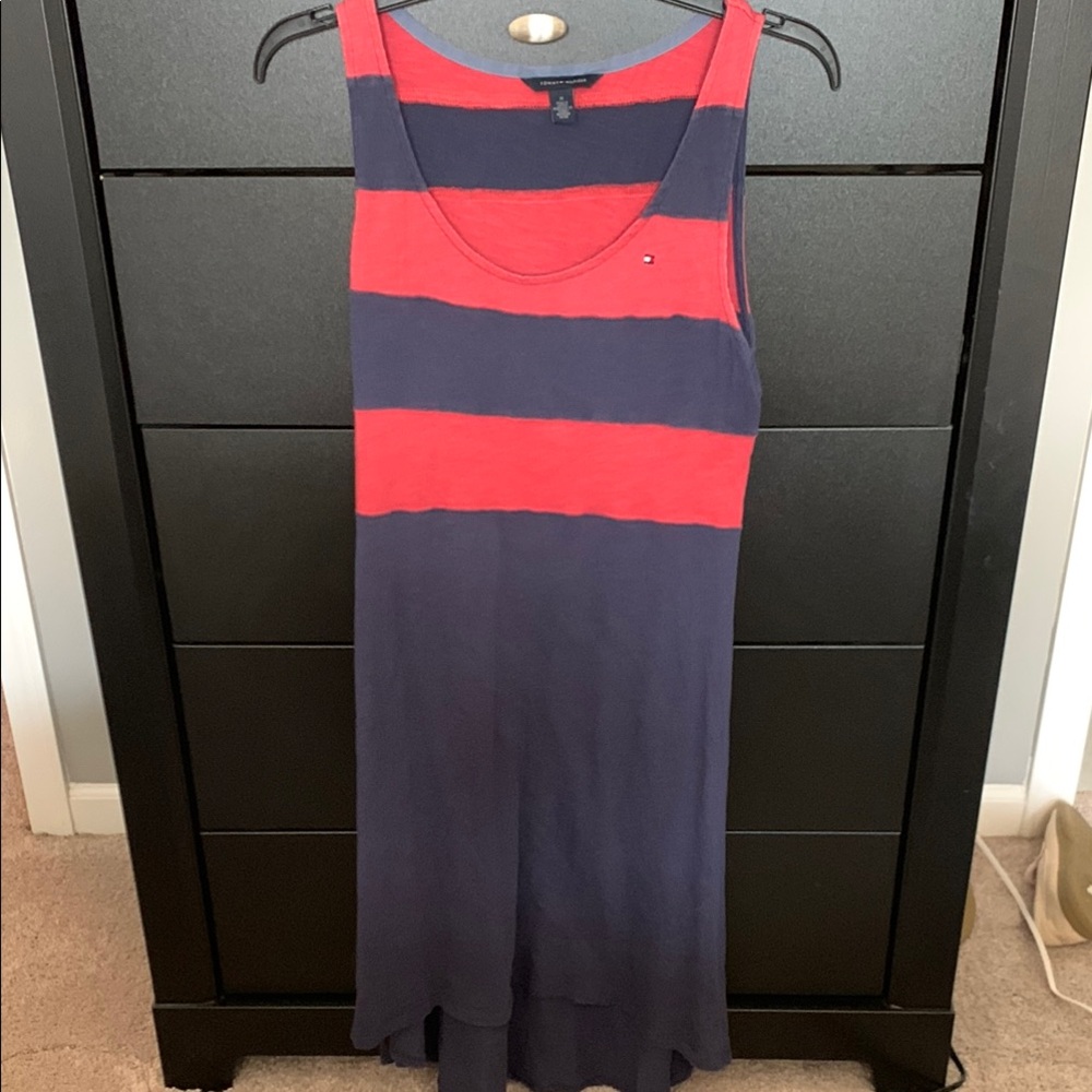Vintage Tommy Hilfiger Cotton Red and Blue High Low Dress
